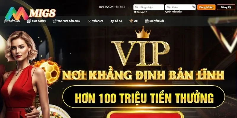 Cách thức đăng nhập Mig8 trên giao diện website máy tính